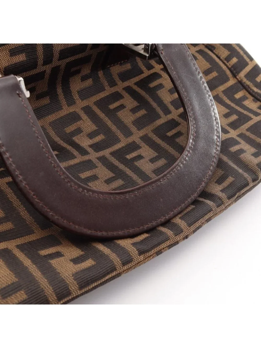Fendi Handbag Zucca Brown Canvas Leather - Picture 9 of 10